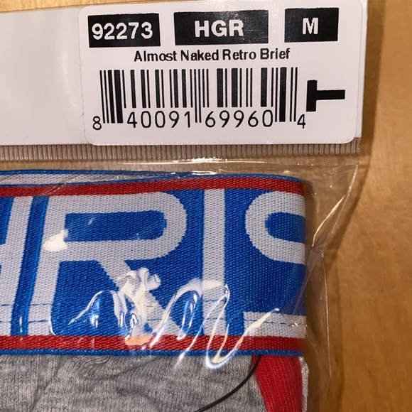 Medium Andrew Christian “Almost Naked” Mesh & Cotton Brief White Grey Blue Red - Picture 4 of 9